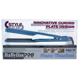 BaBylissPRO Nano-Titanium and Ceramic Curved Plates C-Style Flat Iron